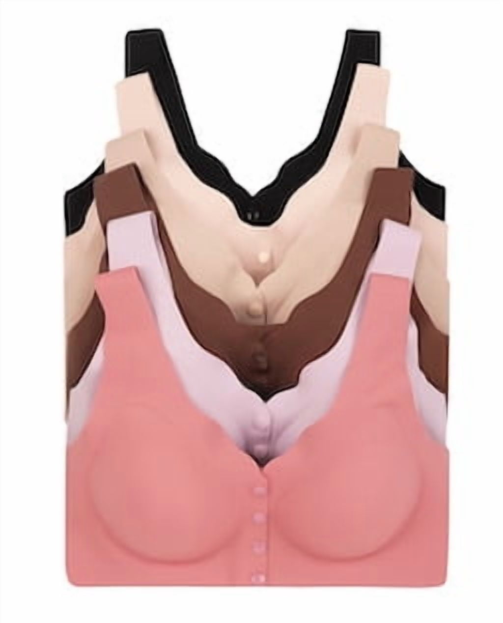 Women Wireless Bra 6 Pack, Comfort Everyday Bra, Full Coverage, Soft Stretch, 32B-46DDD, No Underwire, Plus Size 36C (S8815)
