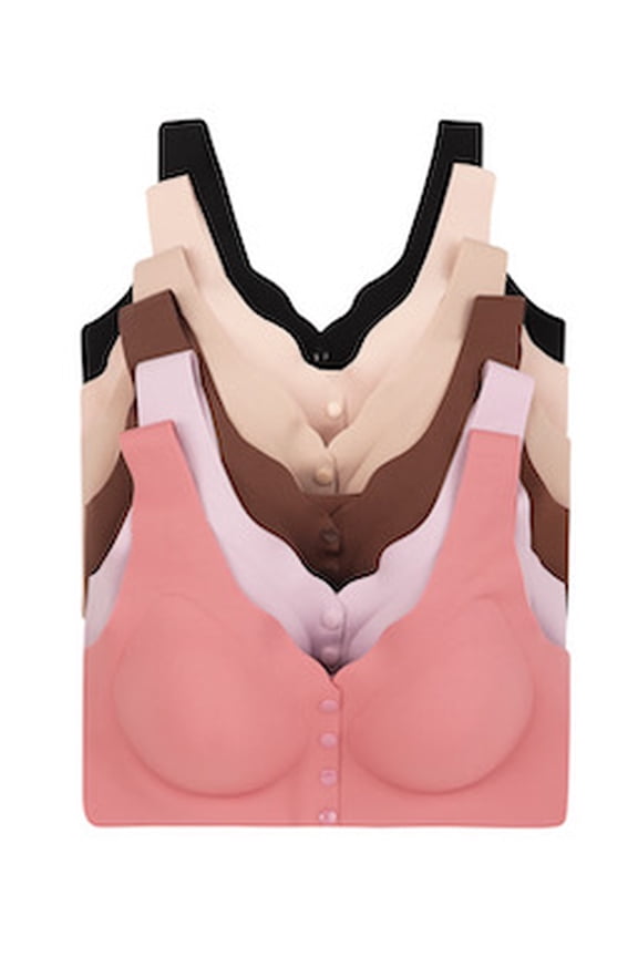 Women Wireless Bra 6 Pack, Comfort Everyday Bra, Full Coverage, Soft Stretch, 32B-46DDD, No Underwire, Plus Size 36C (S8815)
