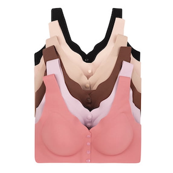 Women Wireless Bra 6 Pack, Comfort Everyday Bra, Full Coverage, Soft Stretch, 32B-46DDD, No Underwire, Plus Size 38C (S8815)