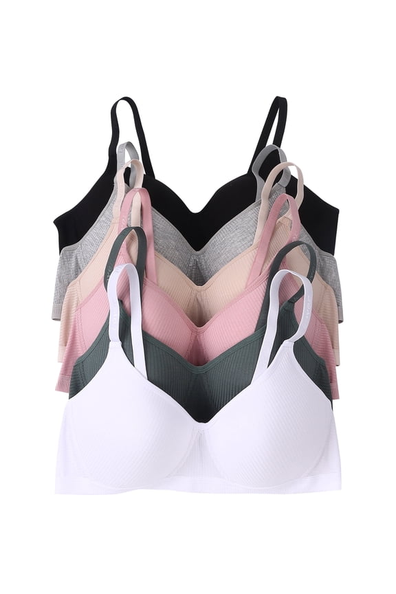 Women Bras 6 pack of No Wire Free Bra A cup B cup C cup 34B (6851)