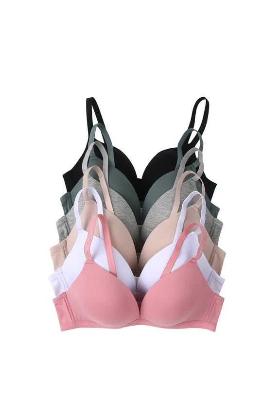 Women Bras 6 pack of No Wire Free Bra A cup B cup C cup 38B (6852)