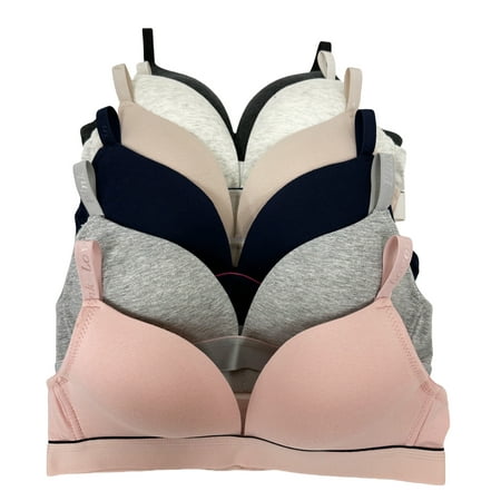 Women Bras 6 Packs of T-Shirt Comfortable Everyday A B C D DD DDD Cups Full Coverage Bra 36B (6871)