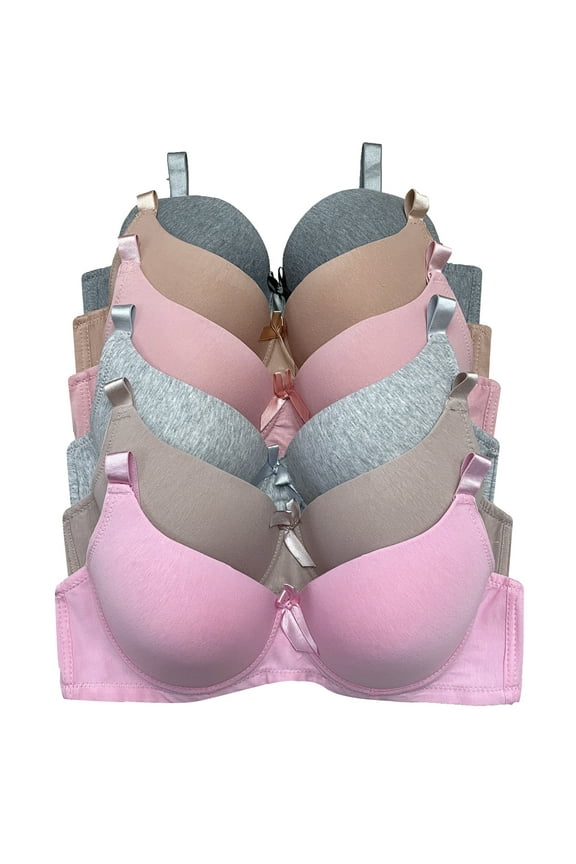 Women Bras 6 pack of No Wire Free Bra B cup C cup Size 40B (8208)