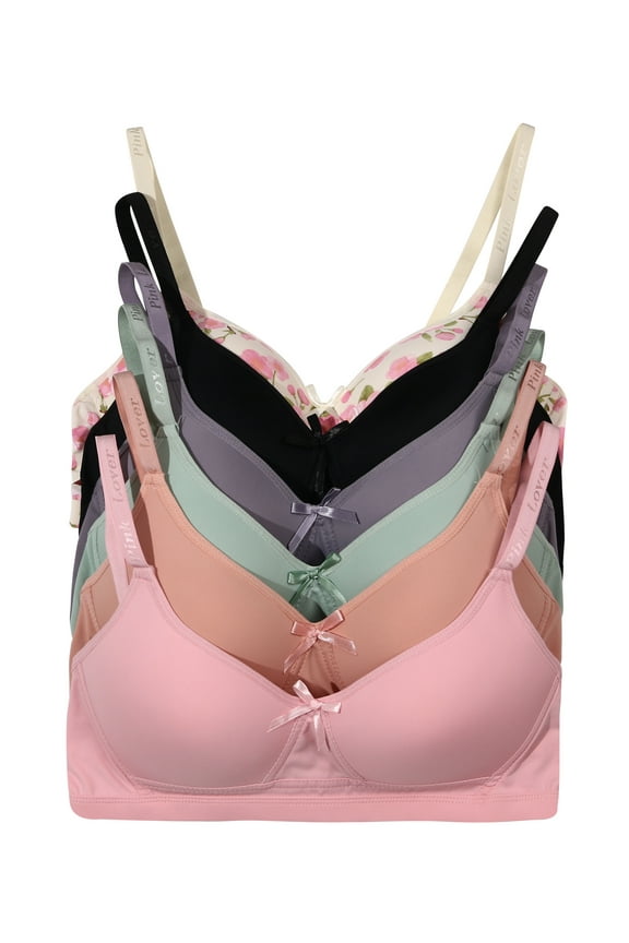Women Bras 6 pack of No Wire Free Bra B cup C cup Size 40C (6665)