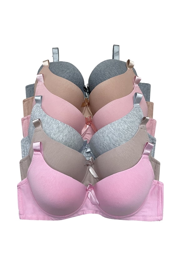 Women Bras 6 pack of No Wire Free Bra B cup C cup Size 40C (8208)