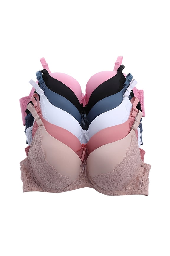 Women Bras 6 pack of Pushup Bra B cup C cup D cup DD cup Size 34B (S6670)