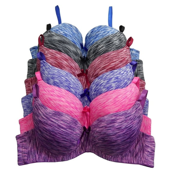 Women Bras 6 Pack of T-shirt Bra A B C D DD DDD Cup Bras 40DD (A9284)