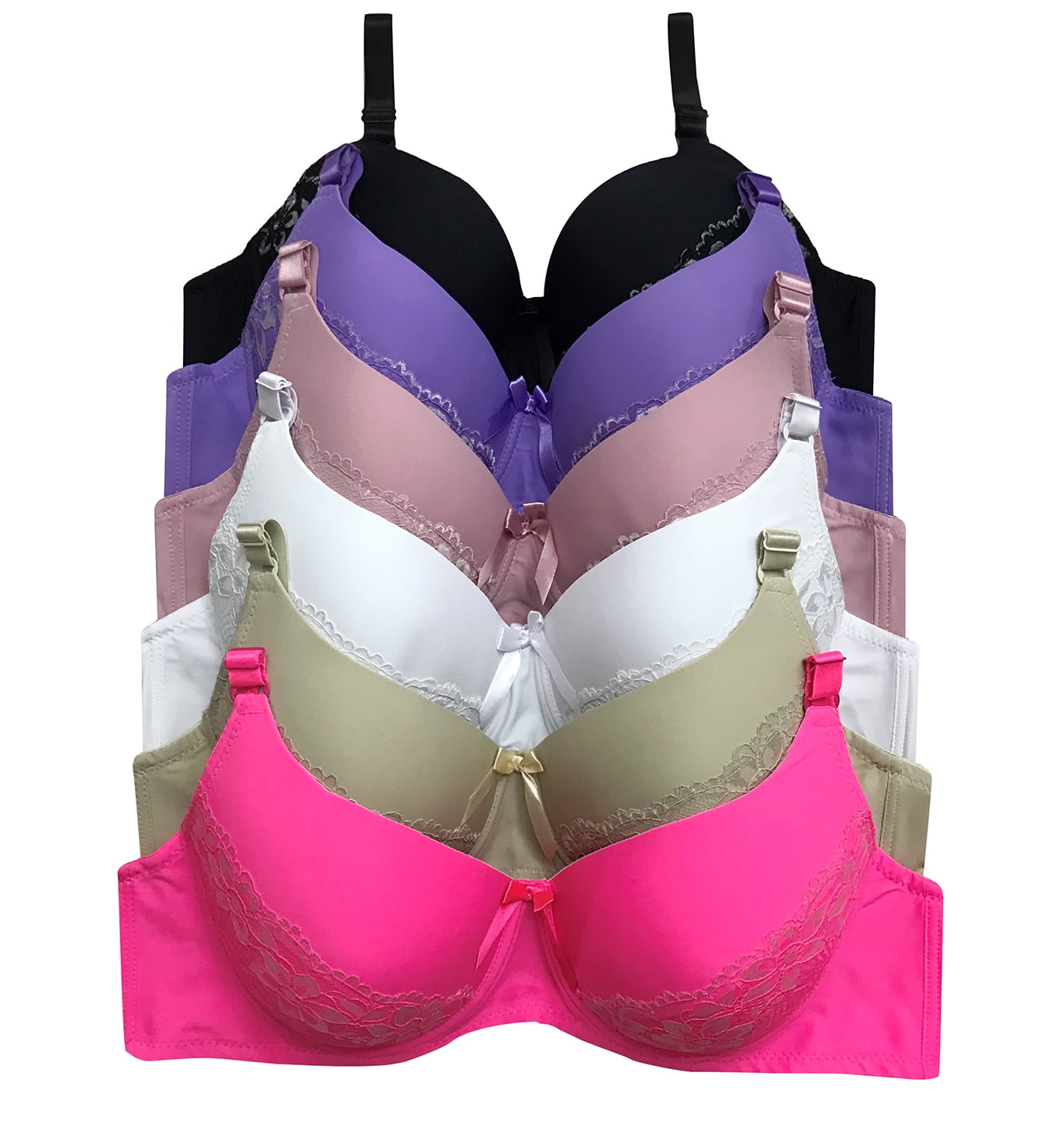 Women Bras 6 pack of T-shirt Bra B cup C cup D cup DD cup DDD cup 42DDD (X8220)