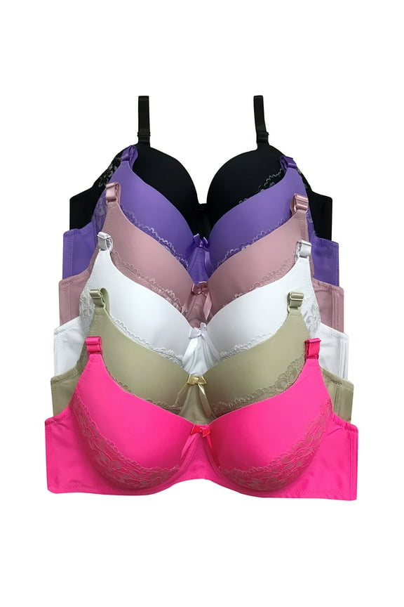 Women Bras 6 pack of T-shirt Bra B cup C cup D cup DD cup DDD cup 44DD (X8220)