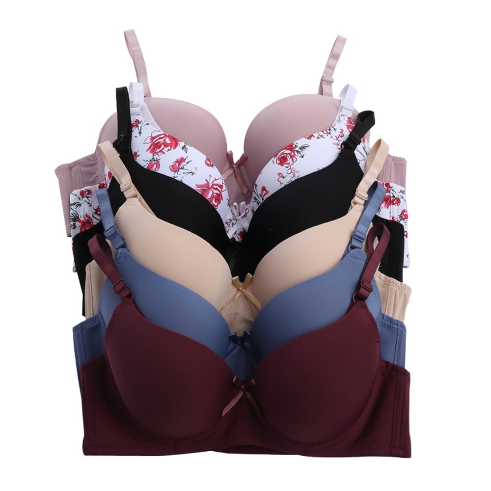 Women Bras 6 pack of T-shirt Bra B cup C cup D cup DD cup Size 34B (6843)