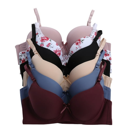 Women Bras 6 pack of T-shirt Bra B cup C cup D cup DD cup Size 40D (6843)
