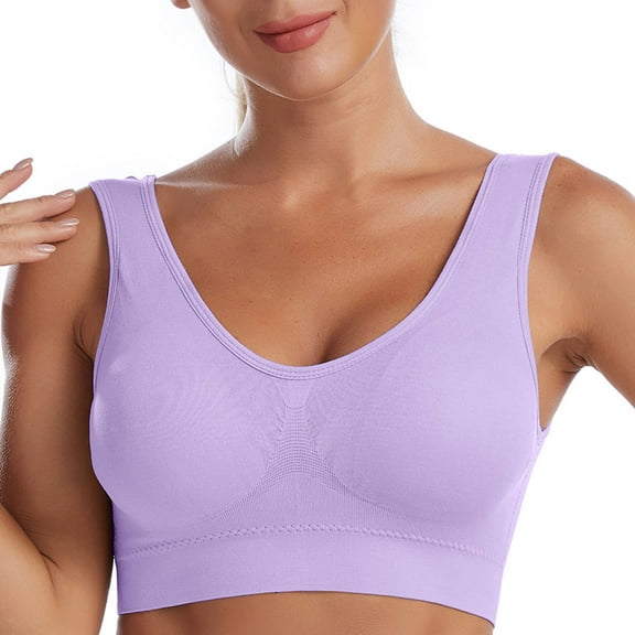 Women Bras Comfortable New Seamless Wirefree Push up Bras for Women Comfortable Padded Bralette Breathable Sports T-Shirt Underwear Style B-20 Purple