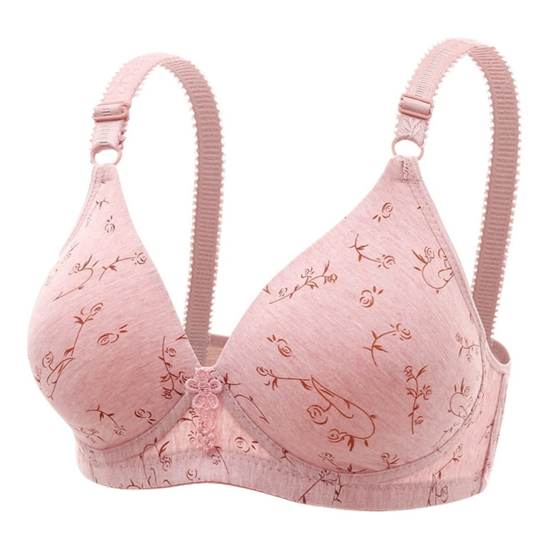 Women Bras Elegant Soft Floral Printed Middle Aged And Elderly Cotton Cloth  Without Steel Ring Breathable Underwear Dailywear Comfortable Sports Bras