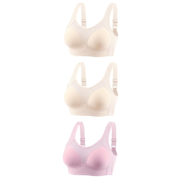Women Bras Full Coverage Full-Coverage Bra Feature V-Neck Soft Bra Style W-1029 Beige L