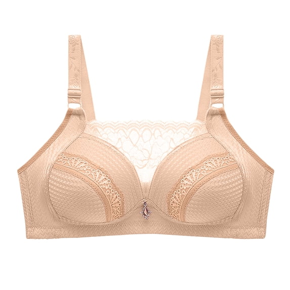 Women Bras Full Coverage Seamless Bra Feature V-Neck Longline Bra Style W-1672 Beige XL