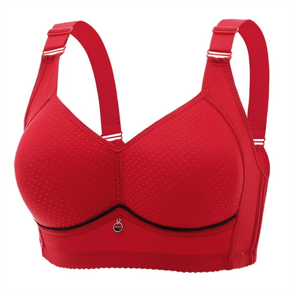 Women Bras No Underwire Bra Feature V-Neck No Underwire Bra Style W-1095 Red L