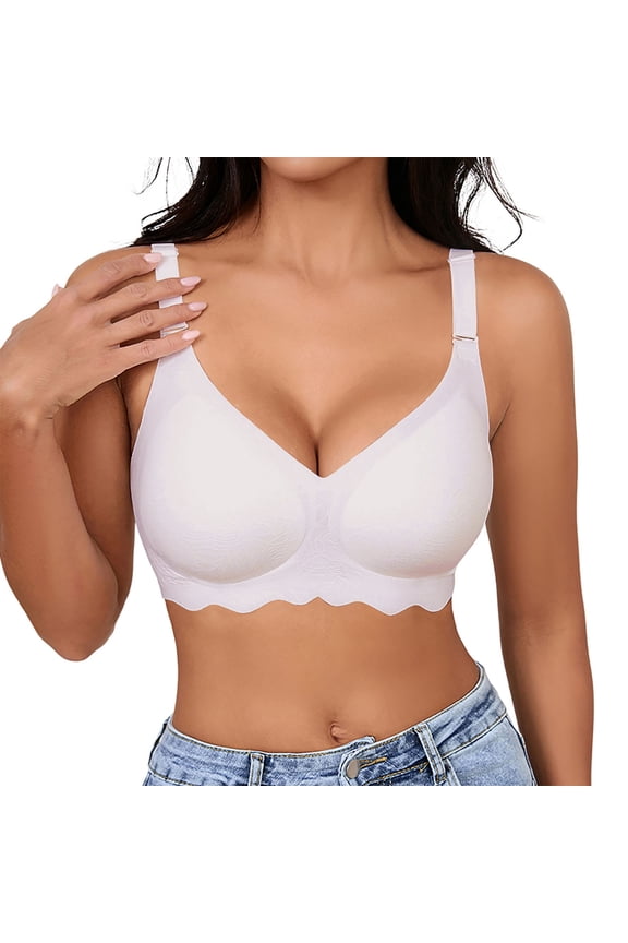 Women Bras No Underwire Scalloped Push Up Buttery Soft Tshirt Bra Seamless Full Coverage Convertible Everyday Bra