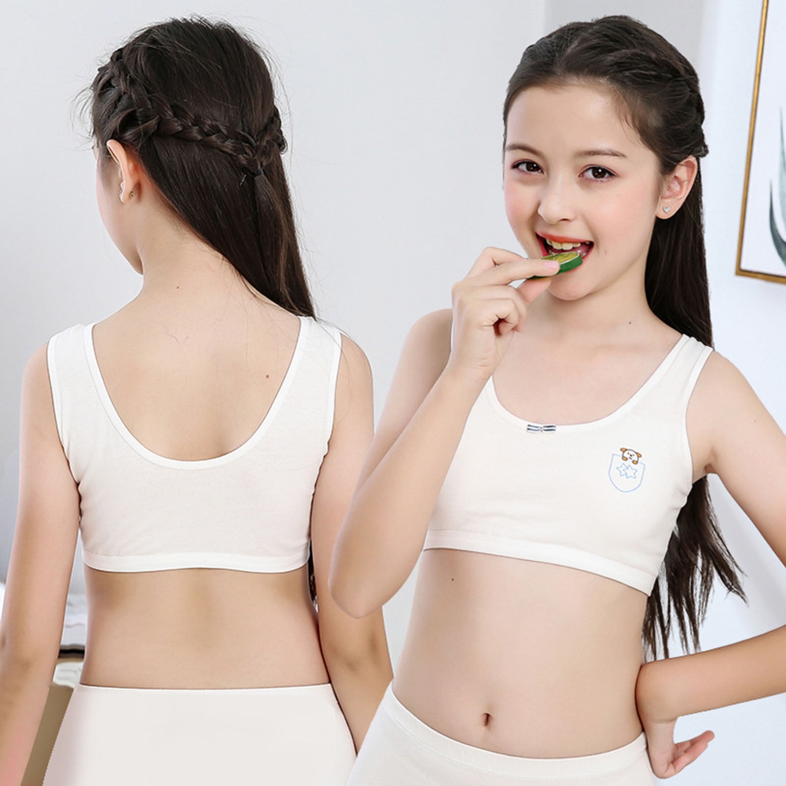 Buytra Young girl teen underwear training bra thin strap with cup pad kids  vest top 