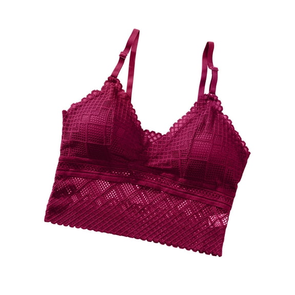 Women Bras Push Up Ladies Fashion Comfortable Breathable No Underwire Lace Bra Underwear V-Neck Convertible Bra Feature Hook and Eye Closure Push-up Bra Style Y-603 , Red One Size
