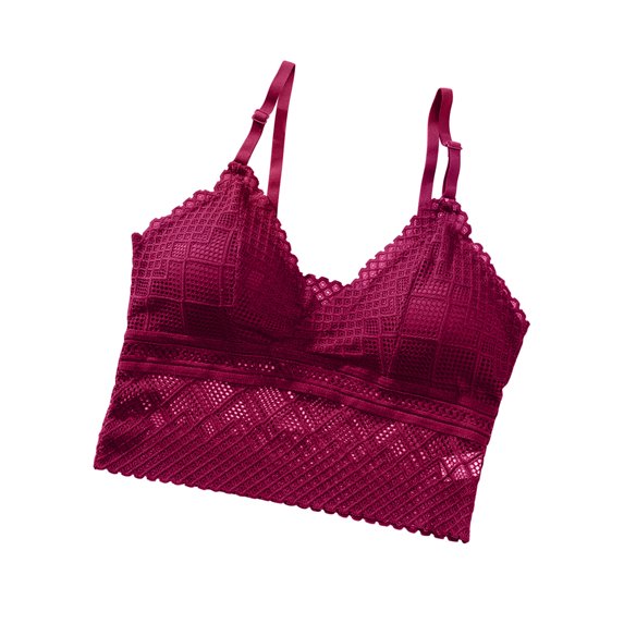 Women Bras Push Up Ladies Fashion Comfortable Breathable No Underwire Lace Bra Underwear V-Neck Convertible Bra Feature Hook and Eye Closure Push-up Bra Style Y-603 , Red One Size