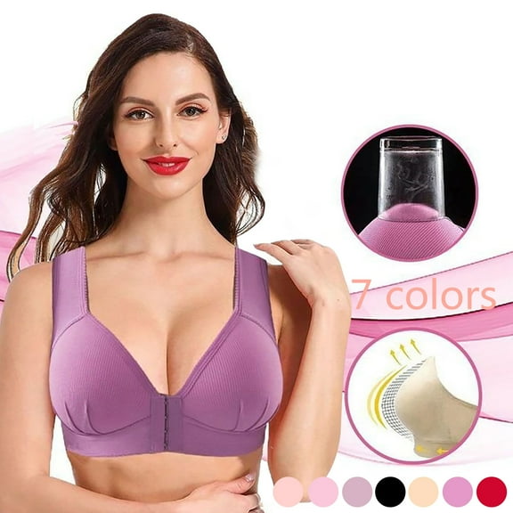 Women Bras Push Up and Sports Bra,Everyday Bras for Women Plus Size Front Closure Bras,Push Up Bra Wireless Bras for Women,Molded Cup Front Opening Bra,Women's Breathable Sexy Lace Plus Size Bra