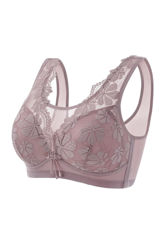 Women Bras Push up Back-Smoothing Bra Feature V-Neck Padded Bra Style W-1857 Purple XL