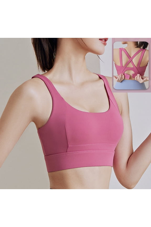 Women Bras Sports Underwear New Fall Yoga Wear Thin Running Back Training Shock-proof Vest Peach Breasted Bra Wireless Bra Pink S