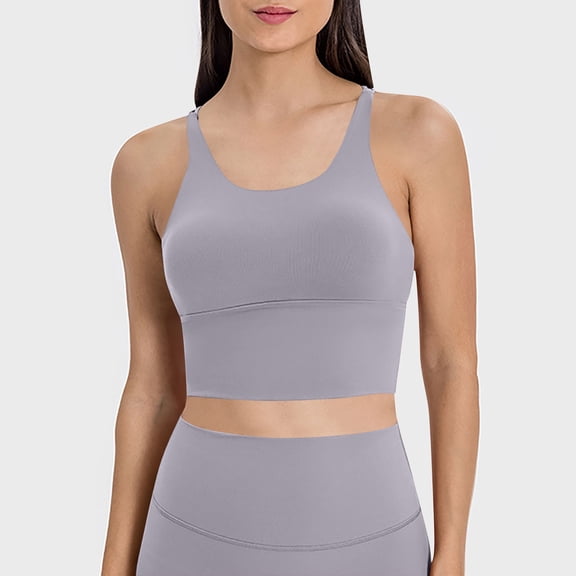 Women Bras Thin Shoulder Strap Shock-absorbing Running Fitness Bra Beautiful Back Sexy Yoga Gathering Sports Bra Bras for Women No Underwire Gray 2XL