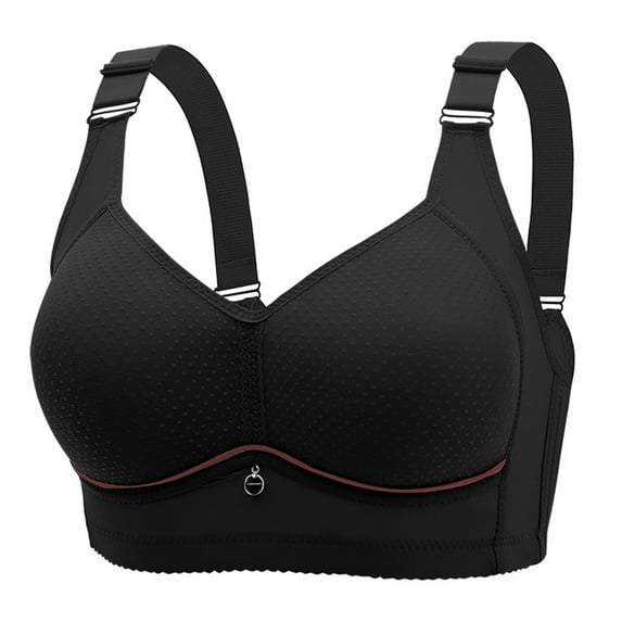 Women Bras Wireless Back-Smoothing Bra Feature V-Neck Longline Bra Style W-1095 Black XL