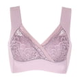 thumbnail image 1 of Women Bras Wireless Yoga Sports Front Closure Extra-Elastic Breathable Lace Trim Bra Underwear V-Neck No Underwire Bra Feature Hook and Eye Closure Longline Bra Style Y-280 , Purple L5, 1 of 7