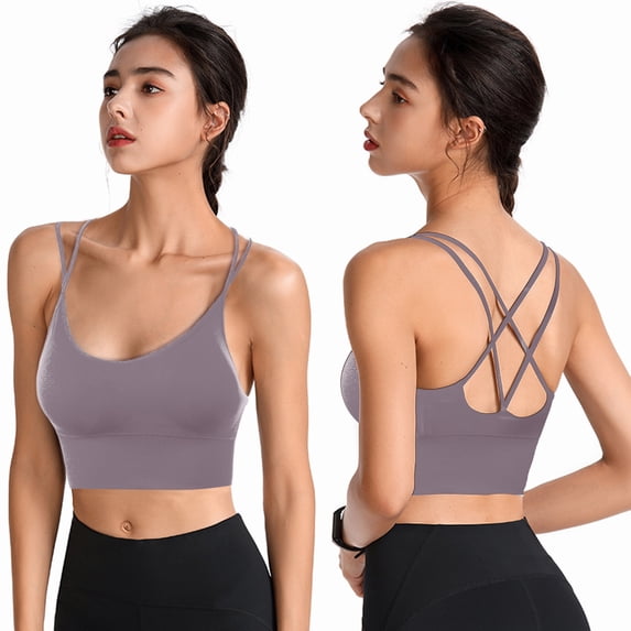 Women Bras Woman Bras With String Quick Dry Shockproof Running Fitness Large Size Underwear Comfortable Bras for Women Purple M