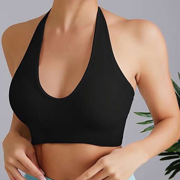 Women Bras Women's-Shaped Sexy Cup Yoga Adjustable Back Wicking Sports Bra Sports Bra Black L