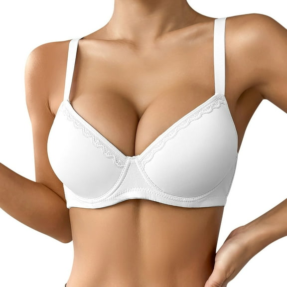 Women Bras Women's Thin Solid Color Comfortable Breathable Push Up Bra With Underwire Triple Bra Packs Sports Bras Pack for Women Low Back Sports Maximum Support Womens Pack White 80C