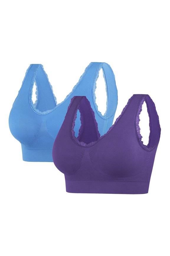 Women Bras Yoga Solid Sleeveless Cold Shoulder Casual Tanks Blouse Intimates Sports Bras for Women Purple M
