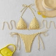 thumbnail image 1 of Women Brazilian Bikini Set Halter String Triangle Tie Side Cheeky Thong 2 Piece Bathing Suit Swimwear Yellow S, 1 of 6