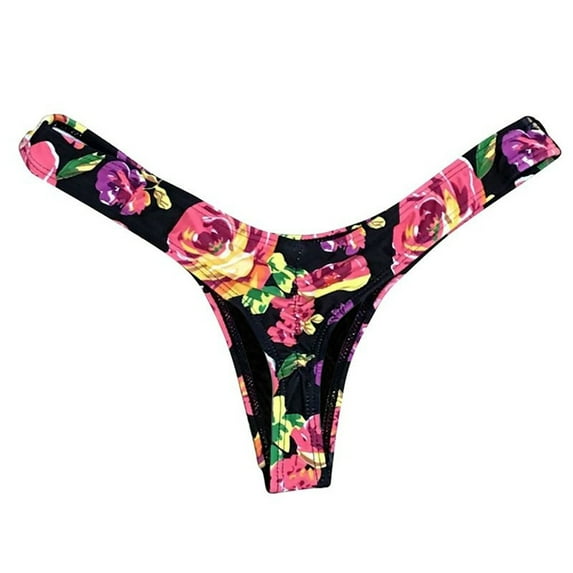 Women Brazilian Print Bikini Bottom Thong Bathing Beach Swimsuit Swimwear