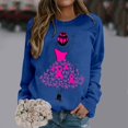 thumbnail image 1 of Women Cancer Awareness Pink Ribbon Graphic Sweatshirt, Casual Crew Neck Long Sleeve Pullover Top(C03_Blue,L), 1 of 3