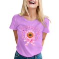 thumbnail image 1 of Women Cancer Awareness Shirts: Cute Summer Graphic Shirts Vintage Boho Flowers Short Sleeve T Shirt Cancer Care Short Sleeve Tee Top (Purple, XL), 1 of 4