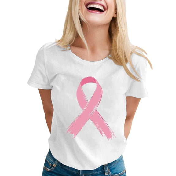 Women Cancer Awareness Shirts Cute Summer Graphic Shirts Vintage Boho Flowers Short Sleeve T Shirt Inspirational Fight Boxing Tee Top (White, L)