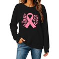 thumbnail image 1 of Women Breast Cancer Awareness Sweatshirt Pink Ribbon Graphic Long Sleeve Pullover Tops, 1 of 4
