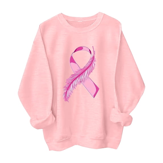 Women Breast Cancer Awareness Sweatshirt Pink Ribbon Graphic Long Sleeve Pullover Tops