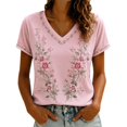 thumbnail image 1 of Women Breast Cancer Awareness T Shirt Pink Ribbon Graphic Short Sleeve Casual Tee Tops, 1 of 3