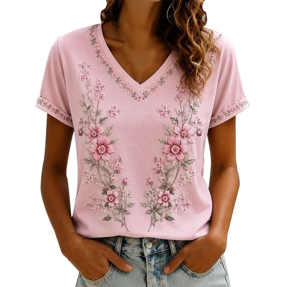 Women Breast Cancer Awareness T Shirt Pink Ribbon Graphic Short Sleeve Casual Tee Tops