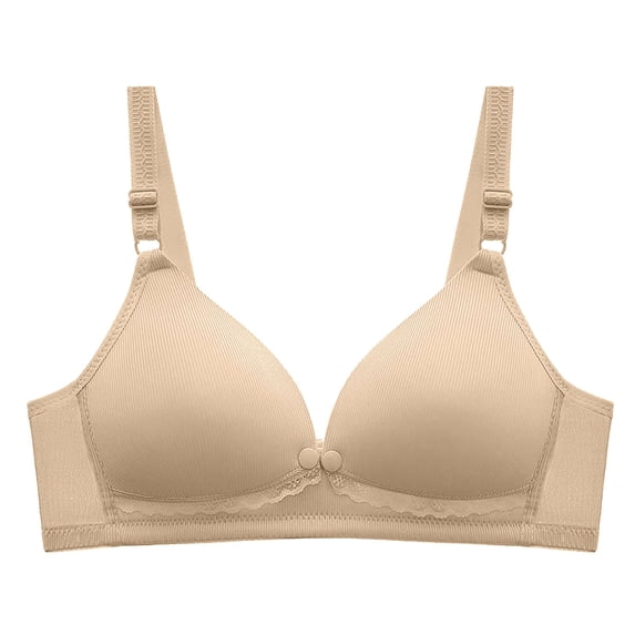 Women Breastfeeding Bra Front Button Closure Adjustable Strap Push Up Postpartum Anti-snagging No Wire Breast Support Elastic Soft Solid Color Lady Nursing Bra Underwear-Light Khaki,38C