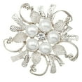 thumbnail image 1 of Women Breastpin Elegant No Deformation Flower Rhinestone Faux Pearl Brooch Pin for Party Dating, 1 of 7