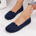thumbnail image 1 of Women Breathable Knit Fabric Slip On Flats Scalloped Edge Round Toe Soft Flexible Non Slip Casual Walking Shoes, 1 of 6