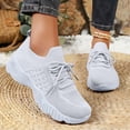 thumbnail image 1 of Women Breathable Knit Lace Up Walking Sneakers, Thick Cushioned Sole Lightweight Daily Commute Casual Outdoor Footwear Gray 7.5, 1 of 7