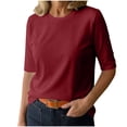 thumbnail image 1 of Women Breathable T-Shirt New Half Sleeve T-Shirt for Women - Summer Crew Neck Loose Basic Tee, Lightweight Comfy Versatile Tops Daily Wear L, 1 of 7