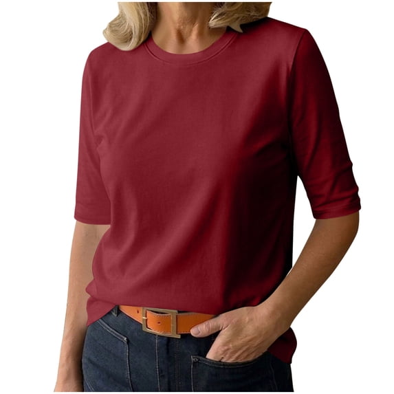 Women Breathable T-Shirt New Half Sleeve T-Shirt for Women - Summer Crew Neck Loose Basic Tee, Lightweight Comfy Versatile Tops Daily Wear L