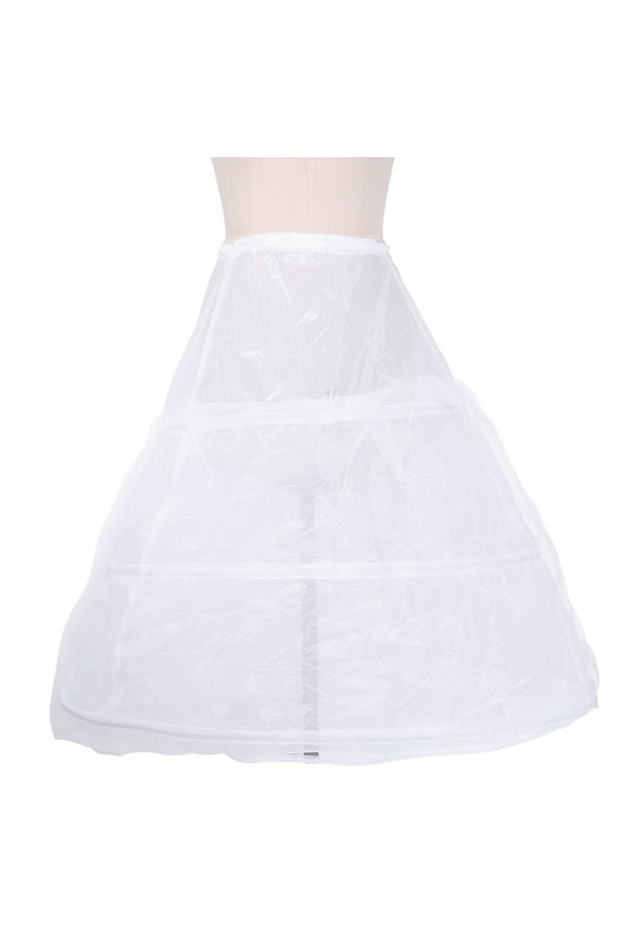 Women Bridal 3 Hoop A-Line Floor-Length Full Slip Petticoat Ball Gown Two-Layer